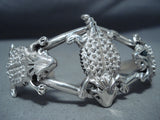 Whimsical Navajo Sterling Silver Southwestern Toad Bracelet Native American-Nativo Arts