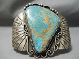 Museum Vintage Native American Navajo Old Deposit #8 Turquoise Sterling Silver Bracelet Old-Nativo Arts