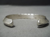 Thick And Sturdy!! Vintage Native American Navajo Triangle Sterling Silver Bracelet-Nativo Arts