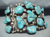 Nora Nelson Vintage Native American Navajo Blue Gem Turquoise Sterling Silver Bracelet-Nativo Arts