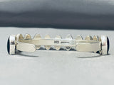 Slender Black Stone Vintage Native American Navajo Signed Sterling Silver Bracelet-Nativo Arts