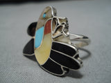 Wonderful Vintage Zuni Native American Sterling Silver Hummingbrd Turquoise Ring-Nativo Arts