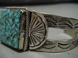 Museum Quality Vintage Native American Navajo Lone Mountain Turquoise Sterling Silver Bracelet-Nativo Arts