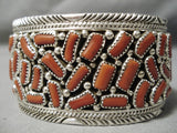 Huge Chunky Red Coral Native American Navajo Sterling Silver Bracelet Cuff-Nativo Arts