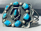 Chunky Older Vintage Native American Navajo Turquoise Sterling Silver Bracelet Cuff-Nativo Arts
