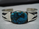 Astonishing Oval Turquoise Vintage Native American Navajo Native Sterling Silver Bracelet-Nativo Arts