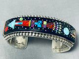 Monument Valley Native American Navajo Turquoise Space Kachina Inlay Sterling Silver Bracelet-Nativo Arts