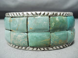 One Of The Best Native American Navajo Green Turquoise Inlay Sterling Silver Bracelet-Nativo Arts
