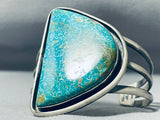 Magnificent Native American Navajo Pilot Mountain Turquoise Sterling Silver Bracelet Signed-Nativo Arts