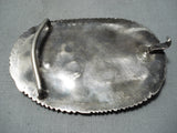 Tremendous Vintage Native American Navajo Old Kingman Turquoise Sterling Silver Buckle Old-Nativo Arts