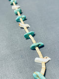 Traditional Vintage Native American Zuni Blue Gem Turquoise Sterling Silver Fetish Necklace-Nativo Arts