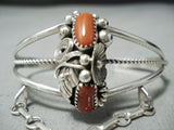 Dynamic Navajo Coral Sterling Silver Slave Bracelet Native American-Nativo Arts