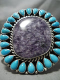 Important Huge Vintage Native American Navajo Tanya Rafael Turquoise Sterling Silver Bracelet-Nativo Arts