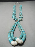 Wow Vintage Native American Navajo Sky Blue Turquoise Boulder Jacla Necklace Old-Nativo Arts