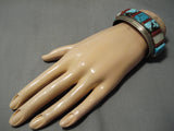 Museum Quality Vintage Native American Navajo Blue Diamond Turquoise Sterling Silver Bracelet-Nativo Arts