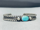 Double Coiled Vintage Native American Navajo Turquoise Sterling Silver Bracelet-Nativo Arts
