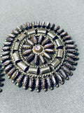 Awesome Vintage Native American Zuni Purple Petit Point Cluster Sterling Silver Earrings-Nativo Arts