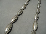 Best Vintage Native American Navajo Footbal Bead Sterling Silver Hand Wrought Necklace Old-Nativo Arts