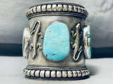 160 Gram Powerful Gecko Native American Navajo Turquoise Sterling Silver Bracelet-Nativo Arts