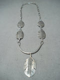 Impressive Navajo Sterling Silver Feather Necklace Native American-Nativo Arts