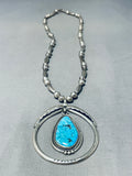 Tremendous Vintage Native American Navajo Kingman Turquoise Sterling Silver Necklace-Nativo Arts