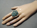 Outstanding Vintage Native American Navajo Seafoam Turquoise Sterling Silver Ring Old-Nativo Arts