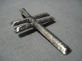 Amazing Vintage Native American Navajo Textured Cross Sterling Silver Pendant For Necklace-Nativo Arts
