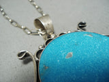 Enormous Vintage Native American Navajo Turquoise Sterling Silver Swirling Necklace-Nativo Arts