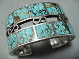 One Of The Best Ever Vintage Native American Navajo #8 Turquoise Sterling Silver Inlay Bracelet-Nativo Arts