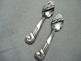 Authentic Kennet Begay (d.) Vintage Native American Navajo Sterling Silver Salt Pepper Spoons-Nativo Arts