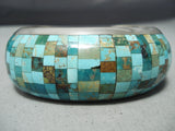 One Of The Best Vintage Native American Navajo Checkerboard Inlay Sterling Silver Bracelet-Nativo Arts
