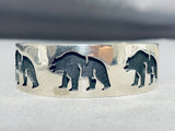 Important Saufkie Family Vintage Native American Hopi Sterling Silver Bear Bracelet-Nativo Arts