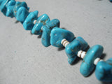 Very Chunky Vintage Native American Navajo Deep Blue Turquoise Heishi Necklace Old-Nativo Arts
