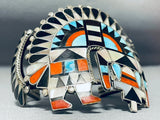 One Of The Best Ever Native American Zuni Museum Turquoise Inlay Sterling Silver Bracelet-Nativo Arts