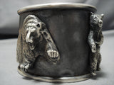 Magnificent Huge Bear Cuff Sterling Silver Bracelet Old-Nativo Arts
