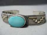 Amazing Vintage Navajo Green Turquoise Sterling Silver Bracelet Native American-Nativo Arts