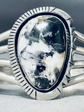 Incredible Native American Navajo White Buffalo Turquoise Sterling Silver Bracelet-Nativo Arts