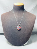 Fascinating Native American Navajo Mojave Turquoise Heart Sterling Silver Necklace-Nativo Arts