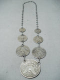 Fascinating Signed Navajo Native American Silver Coins Necklace-Nativo Arts