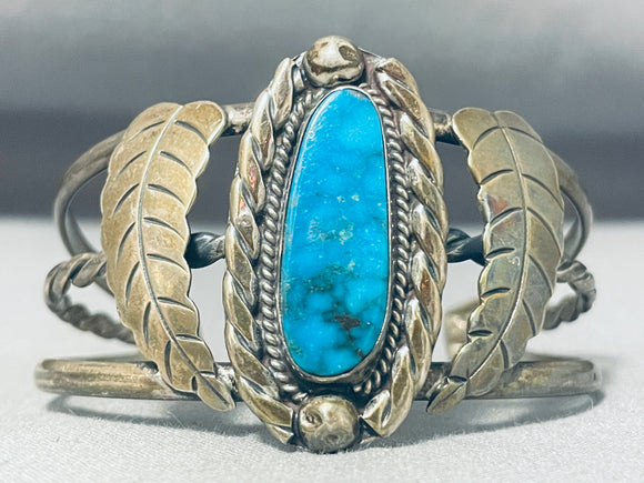 Enchanting Vintage Native American Navajo Blue Diamond Turquoise Sterling Silver Bracelet-Nativo Arts