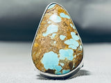 Rare Turquoise Native American #8 Sterling Silver Stamped Ring-Nativo Arts