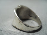Unique Vintage Native American Navajo Malachite Sterling Silver Ring Old-Nativo Arts