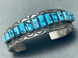 Spectacular Vintage Native American Navajo Signed Morenci Turquoise Sterling Silver Bracelet-Nativo Arts