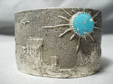 Native American So Heavy Huge Monument Valley Sterling Silver Turquoise Bracelet Cuff-Nativo Arts