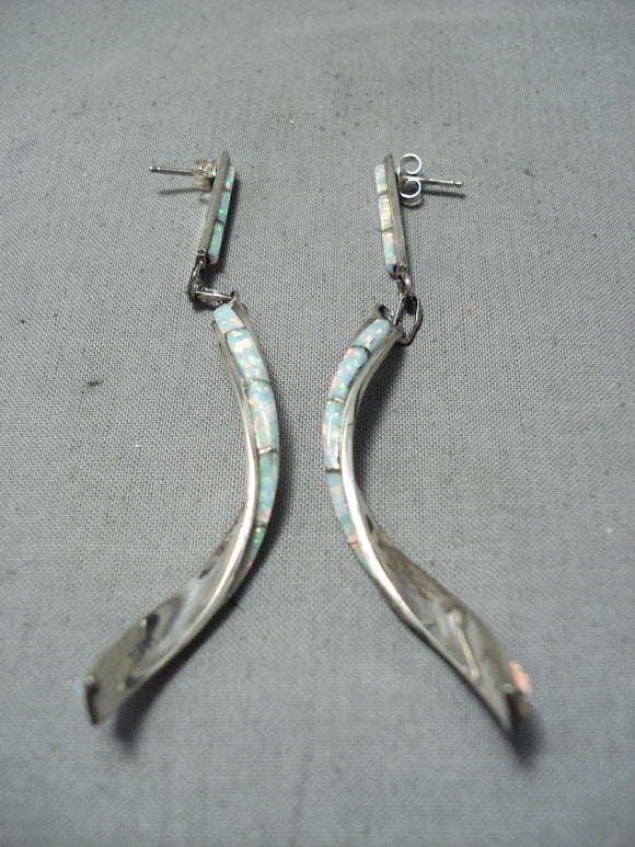 Gorgeous Zuni Opal Sterling Silver Earrings Native American-Nativo Arts