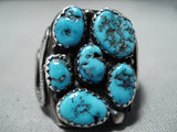 Unforgettable Vintage Native American Navajo Kingman Turquoise Stering Silver Ring Old-Nativo Arts