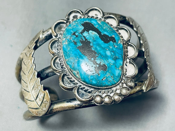 Museum Vintage Native American Navajo Rare Deposit Kingman Turquoise Sterling Silver Bracelet-Nativo Arts