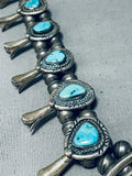 Authentic Vintage Native American Navajo Turquoise Sterling Silver Squash Blossom Necklace-Nativo Arts