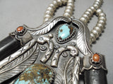 One Of The Biggest Best Vintage Native American Navajo Turquoise Sterling Silver Necklace-Nativo Arts