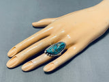 Signed Vintage Native American Hopi Seafoam Turquoise Sterling Silver Ring-Nativo Arts